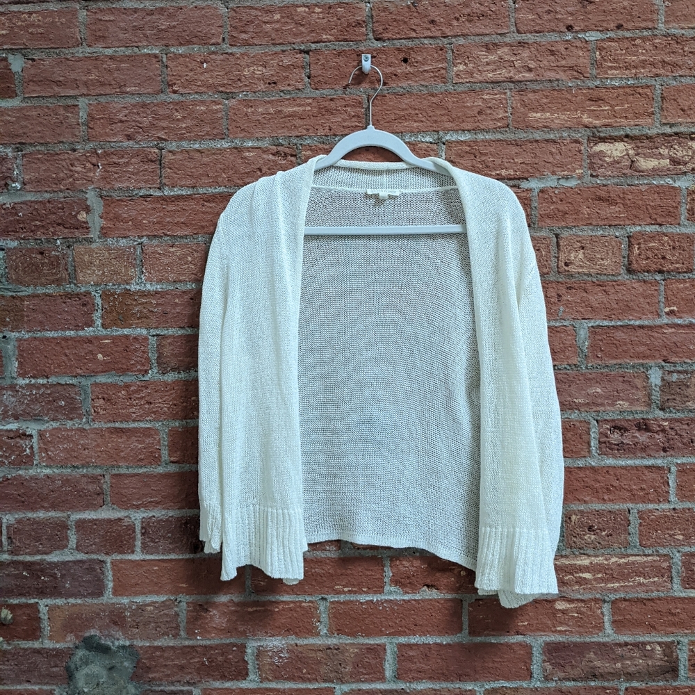 Eileen Fisher white/cream cardigan woven material- EUC beautiful!